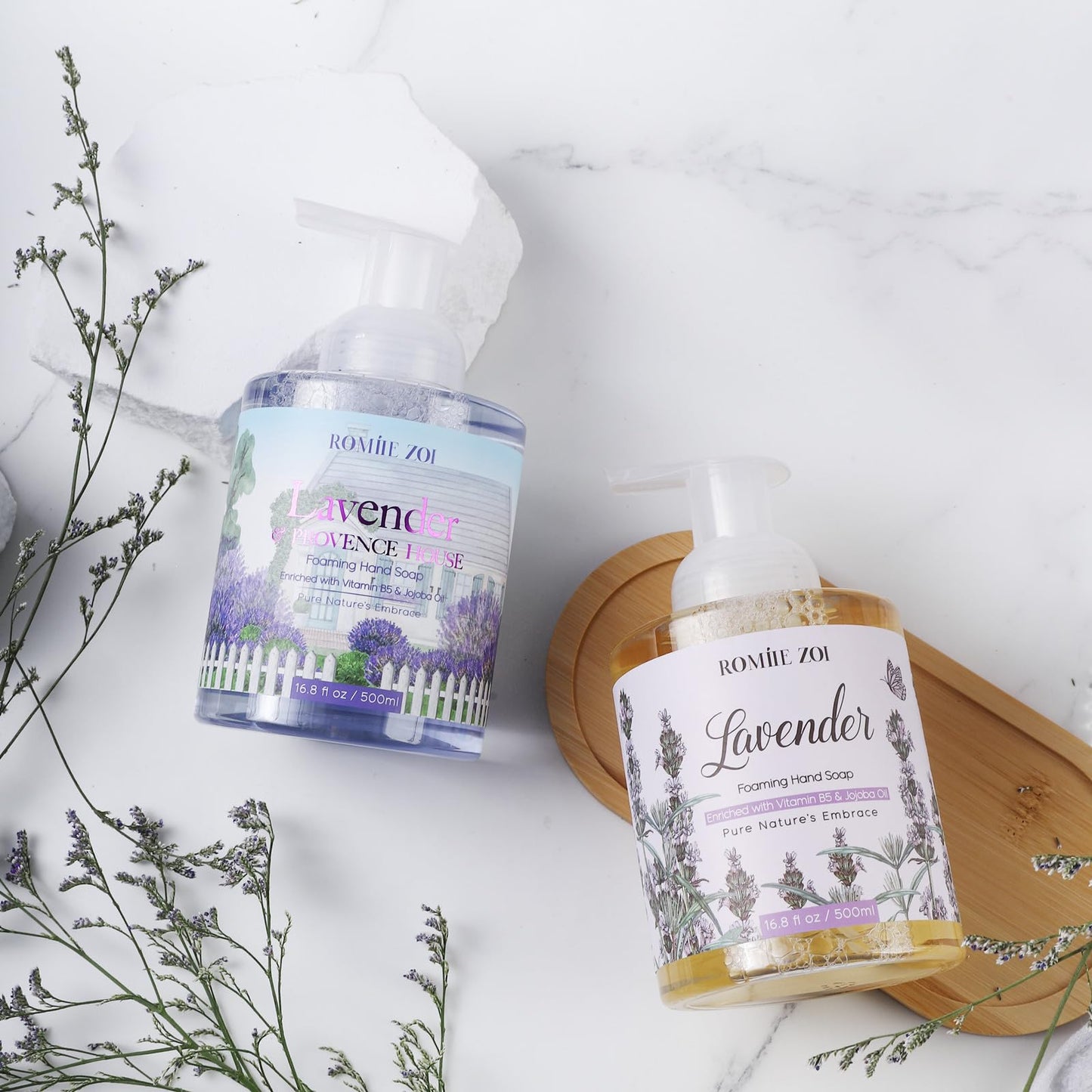 ROMIIE ZOI Foaming Hand Soap with Gift Box- Lavender & Provence - Biodegradable Formula Moisture & Revitalize - 500ml/ 16.8oz