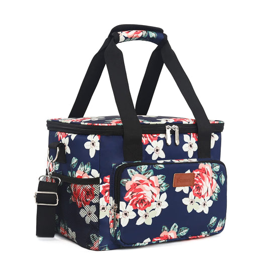 Femuar Lunch Bags for Women/Men, Insulated Lunch Bag for Work Office Picnic - Large Lunch Cooler Bag Leakproof Lunch Box with Adjustable Shoulder Strap for Adults - Floral(15L)