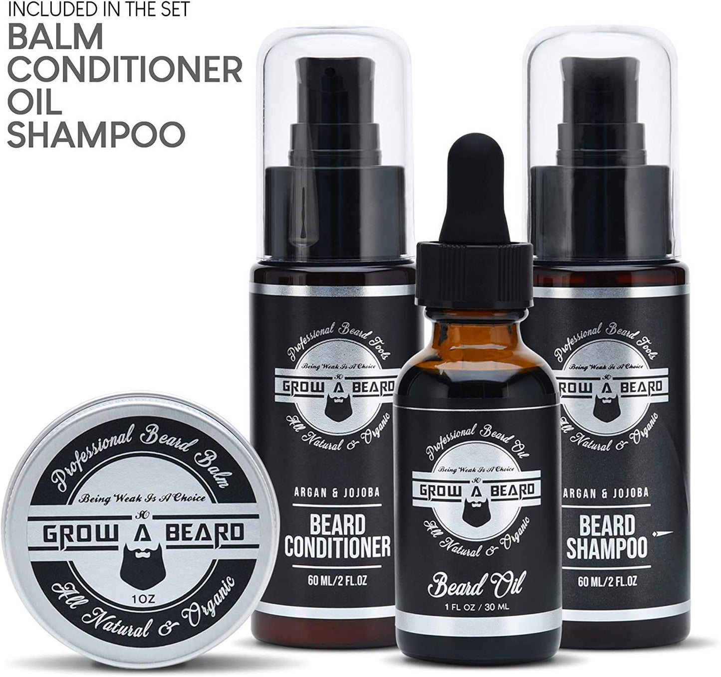 Beard Straightener Grooming Kit for Men, Beard Growth Kit, Beard Wash, Brush & Comb, Unscented Growth Oil, All Natural Chanel Balm, Conditioner, Razor & Scissors, Great Gift Idea for Men's