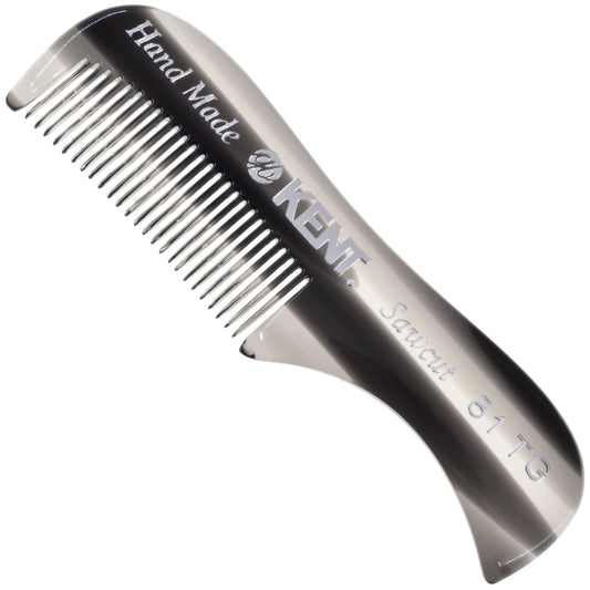 KENT A 81T Graphite X-Small Men's Beard Mustache Pocket Comb, Fine Toothed for Facial Hair Grooming and Styling. Hand-Made of Quality Cellulose Acetate, Saw-cut Hand Polished. Made in England