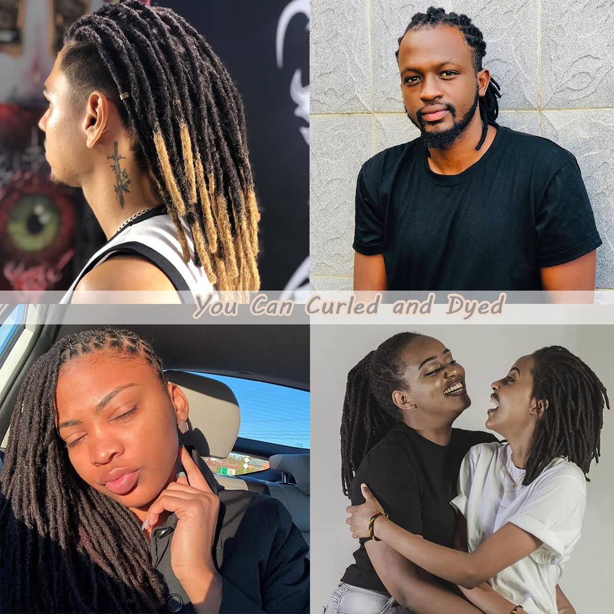 Medium 0.8cm Width 12 Inch 10 Strands 100% Human Hair Dreadlock Extensions for Men/Women/Kids 0.8cm Width Full Hand-made Permanent Dread Loc Extensions Human Hair Can be Dyed and Bleached