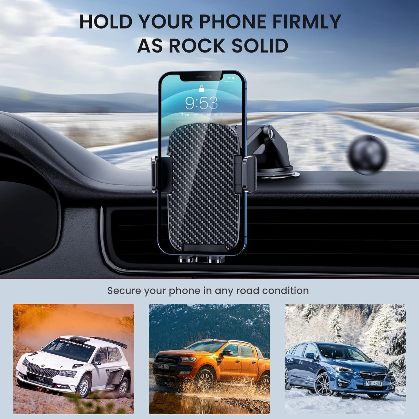 Qifutan Phone Holders for Your Car with Newest Military-Grade Suction Phone Stand for Car [Super Stable] Automobile Car Mount for iPhone Universal Car Dashboard Windshield Mount Fit iPhone Smartphones