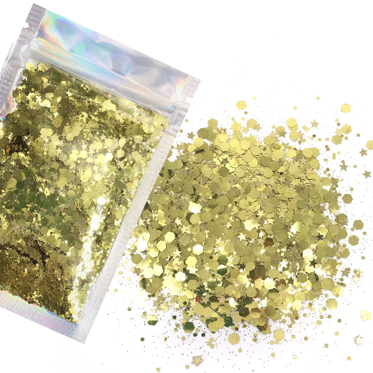 Gold - Face & Body Chunky Glitter - Hair, Makeup, Face, Body, Nails, Resin, Slime, Bath-Bombs, Candles, Arts & Crafts, and More - Solvent Resistant