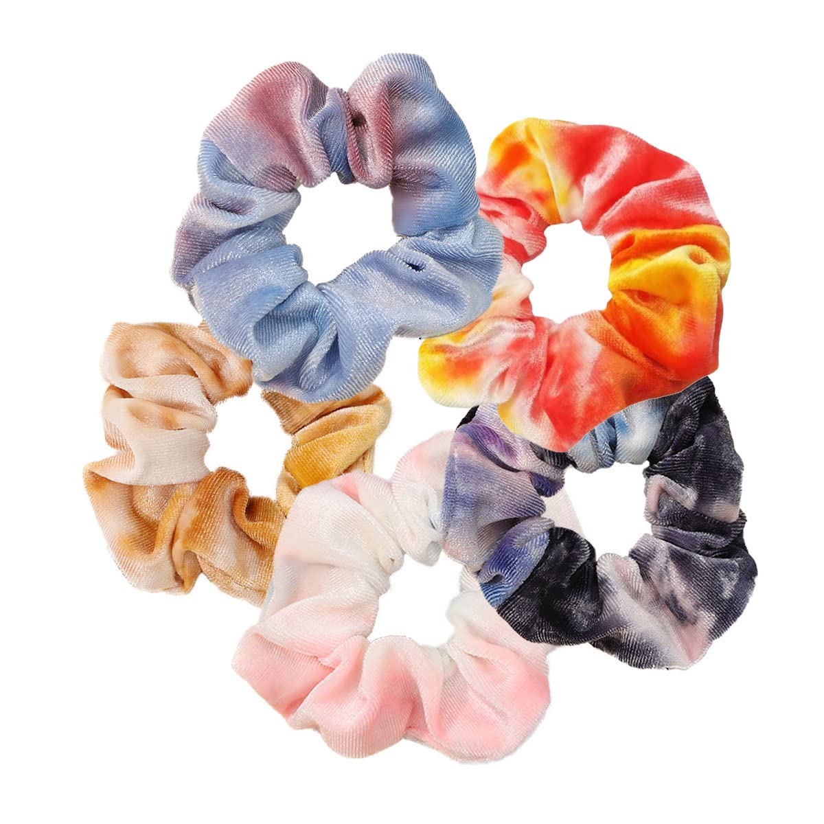 Hair Scrunchies for Women,Elastic Hair Bands for Girls,Tie Dye Velvet Scrunchies for Hair,Women Hair Accessories 5Pcs