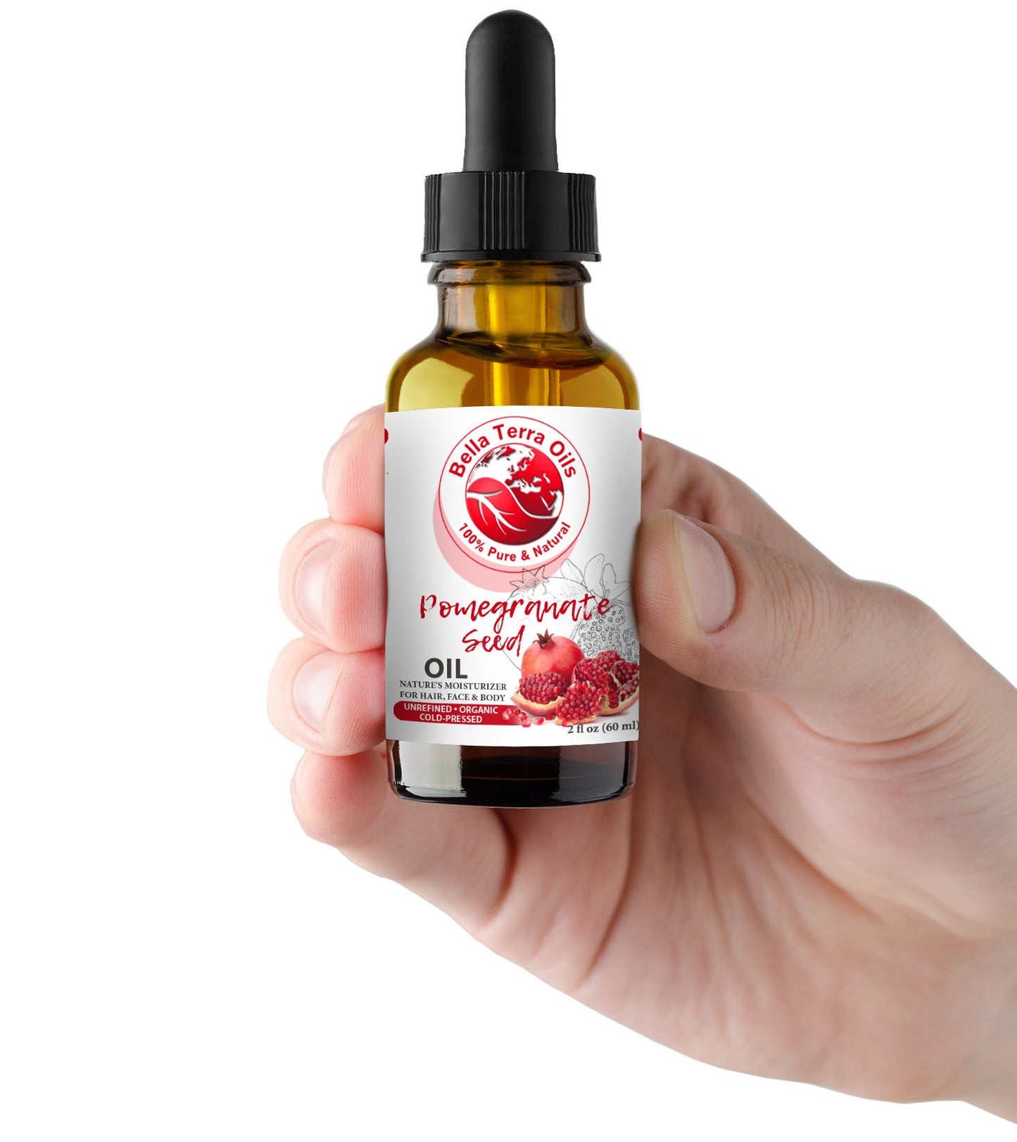 Bella Terra Oils - Organic Pomegranate Seed Oil 2oz - Dive into the Abundant Vitamin K & Omega-5 Benefits, Pure & Untouched, A Skin's Delight