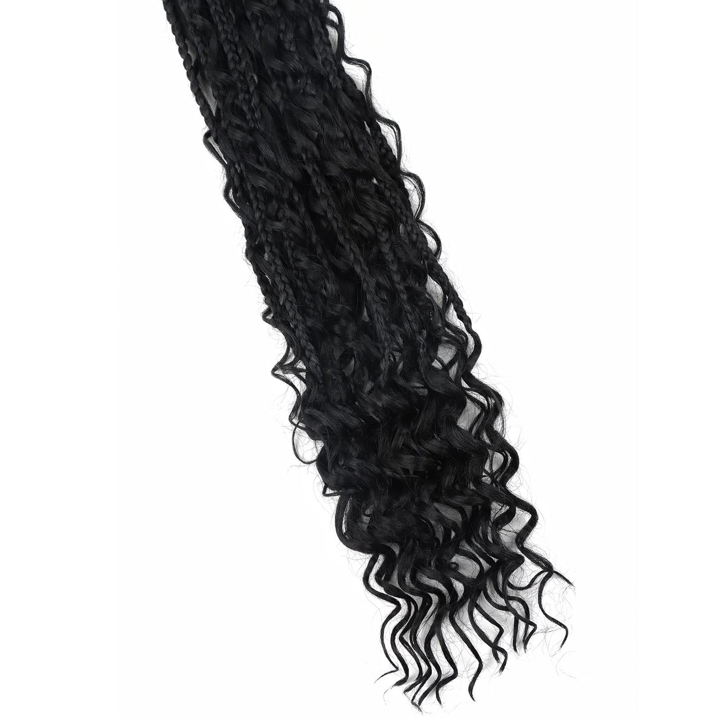 LMZIM 24 Inch 8 Packs Boho Box Braids Crochet Hair Bohemian Crochet Box Braids with Curly Ends Goddess Box Braids Synthetic Crochet Hair for Black Women (24inch, 1b)