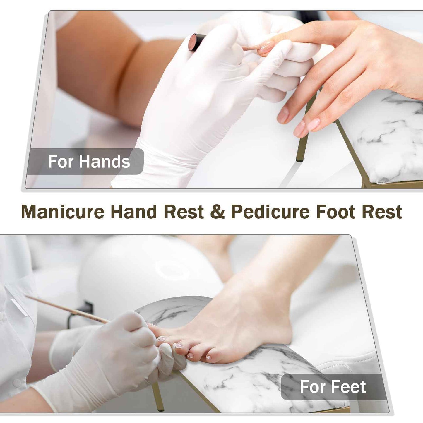 Arm Rest for Nails, Nail Arm Rest for Nail Tech with Microfiber Leather Nail Table Mat, Manicure Hand Rest Stand Nail Art Accessories Tool for Nails Tech(Marble)