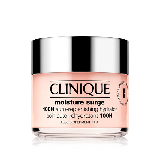 Clinique Moisture Surge 100H Auto-Replenishing Hydrator Oil Free Face Moisturizer With Hyaluronic Acid For All Skin Types | Hydrating + Moisturizing, 4.2 fl. oz.