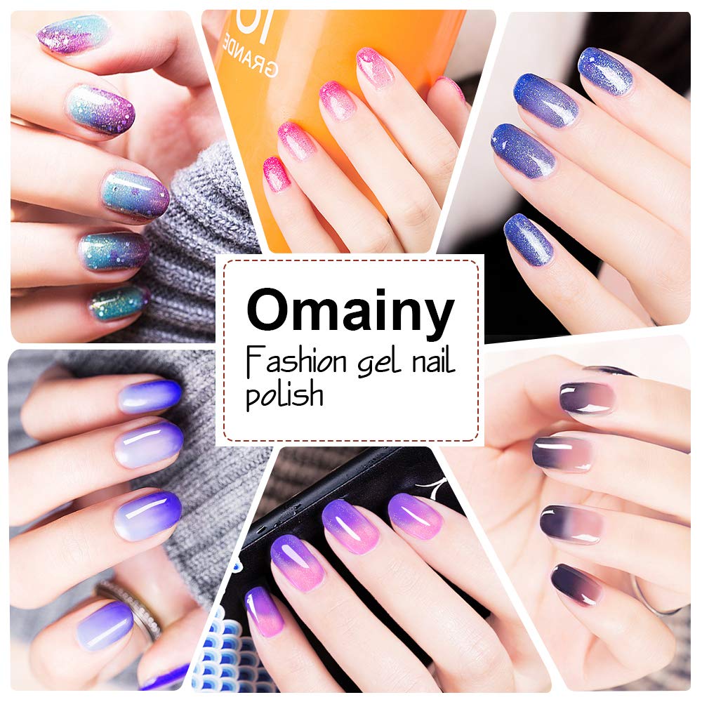 Omainy Gel Nail Polish Set -Color Changing Gel Nail Polish Set Purple Blue Pink Black Color Changing Gel Polish Soak Off UV LED Thermal Temperature Art (4003)