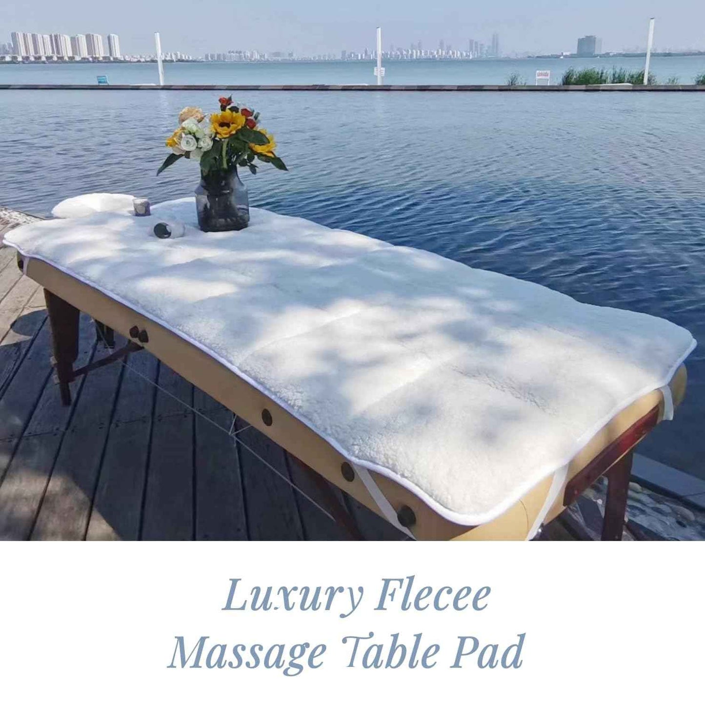 Fleece Massage Tables Cover Set 31"x72", Cozy Quilted Massage Bed Topper, Includes Pad & Face Cradle Cover, Natural, Hypoallergenic, Skin-friendly – Ideal for Spa, Physical Therapy, Home Massage