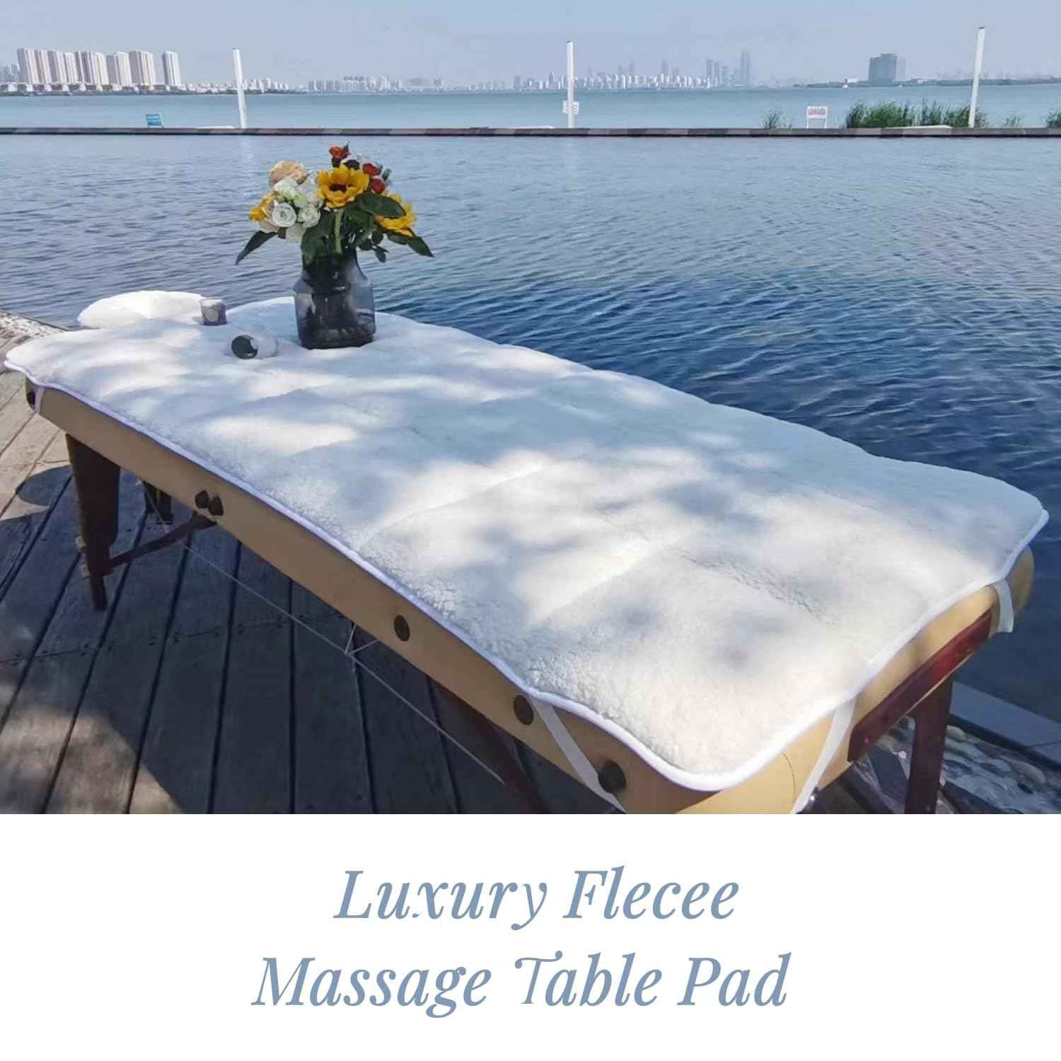 Fleece Massage Tables Cover Set 31"x72", Cozy Quilted Massage Bed Topper, Includes Pad & Face Cradle Cover, Natural, Hypoallergenic, Skin-friendly – Ideal for Spa, Physical Therapy, Home Massage