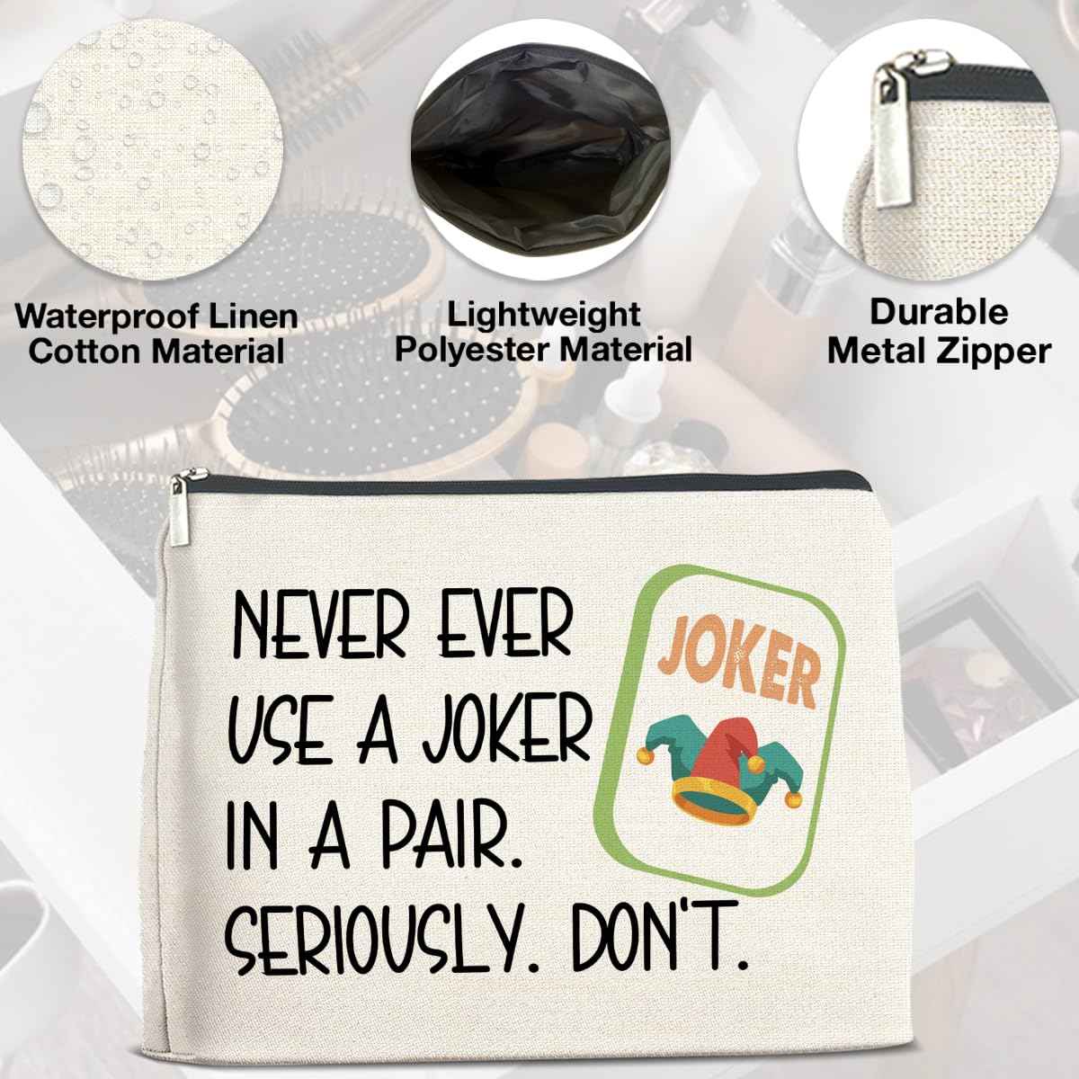 UPNEGE Funny Makeup Bag Mahjong Gifts for Women, Mahjong Lover Gifts Cosmetic Bag Zipper Makeup Pouch