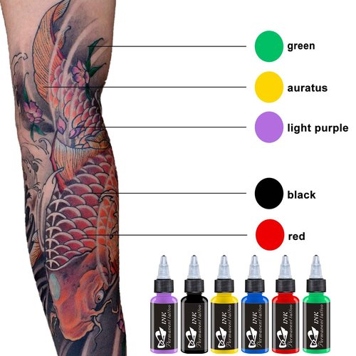 AYCOS Tattoo Ink Set - Tattoo Ink 7 Colors Permanent Tattoo Ink 30ml/ Bottle Professional Tattoo Supplies - for Body Tattooing and Art Painting