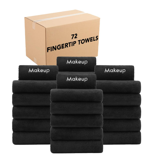 Arkwright Makeup Remover Wash Cloth - Case of 72 - Ultra Soft & Gentle Microfiber Coral Fleece Small Fingertip Towels, Powder Room & Guest Bathroom Essentials for Hosts, 11 x 17 in, Black