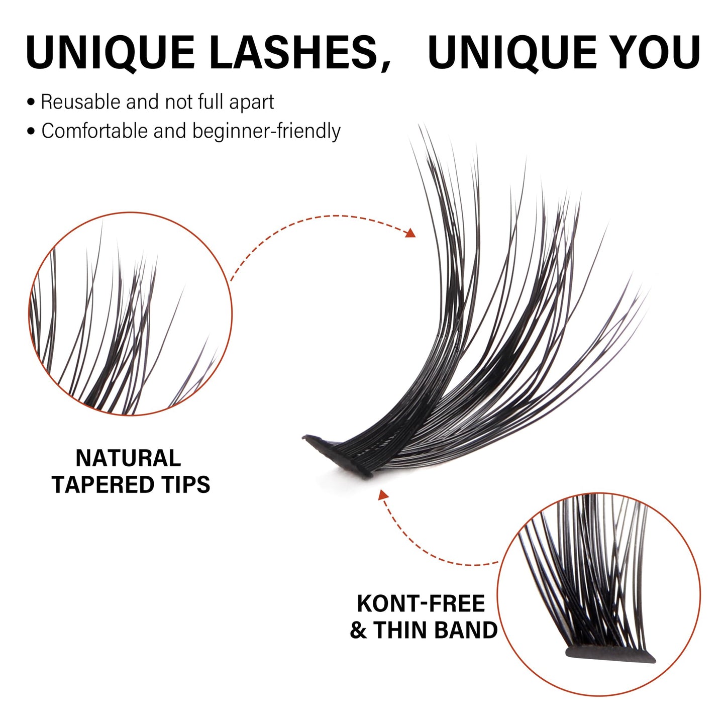 VYRILA Lash Cluster 240pcs Individual Lashes,8-16mm Diy Lash Extension,D Curl Lash Clusters Wispy,3D Natural Lash Clusters Look Like Eyelash Extension DIY at Home (Orange 40P-D-8-16mix)