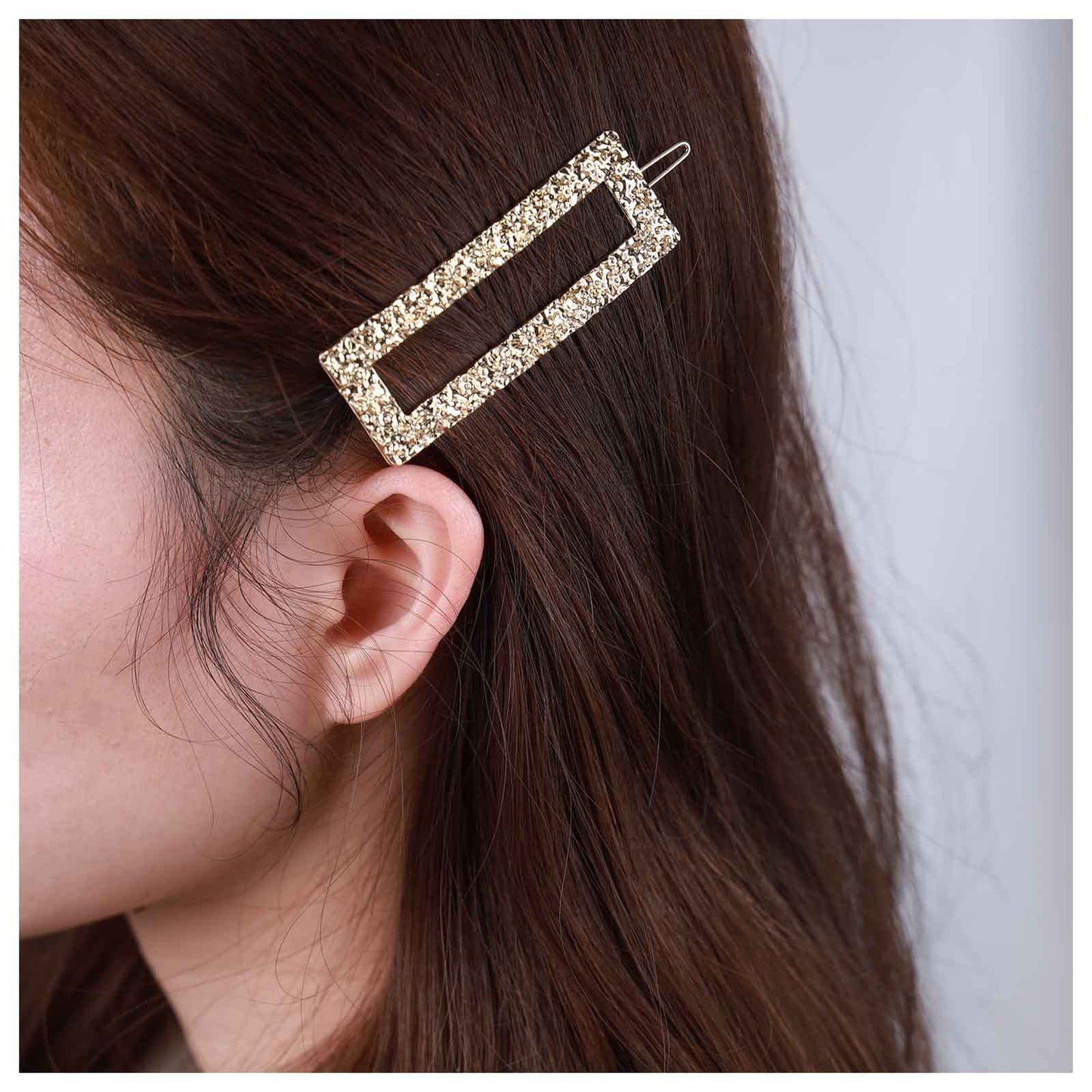 Iaceble Boho Rectangle Hairclip Pin Retro Geometric Hair Barrettes Metal Rectangle Side Clip Hair Clip Minimalist Gold Hairpins Decorative Hair Accessories for Women and Girls Headdress(Rectangle)