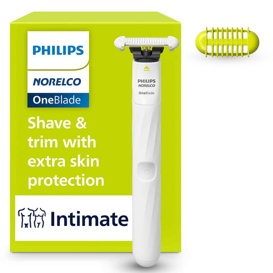 Philips Norelco OneBlade Intimate, Designed For Pubic Grooming, Trim & Shave With Extra Skin Protection, Model QP1924/70