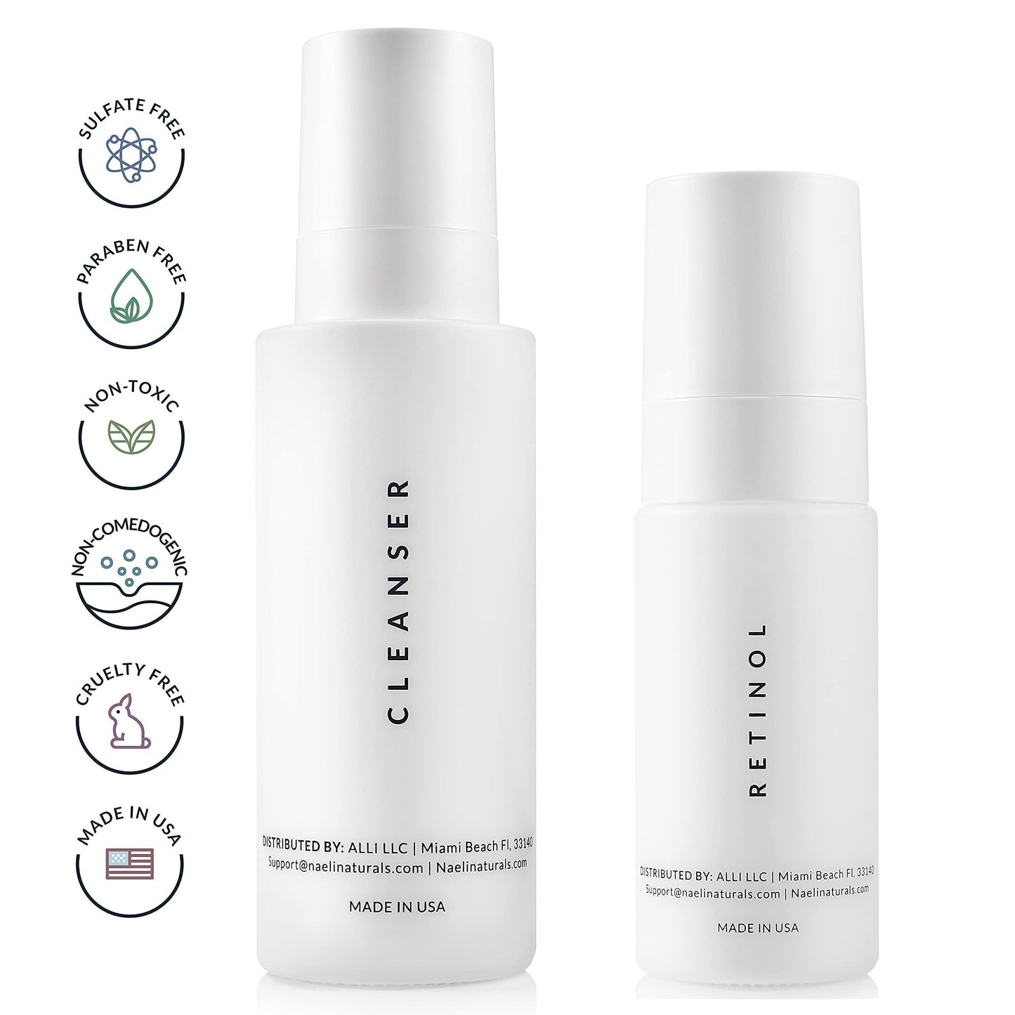 NAELI Retinol Night Moisturizer & Gentle Facial Cleanser Set – Natural Anti Aging Skincare Gift for Women & Men, Reduces Wrinkles, Improves Skin Texture, Soothes & Hydrates.