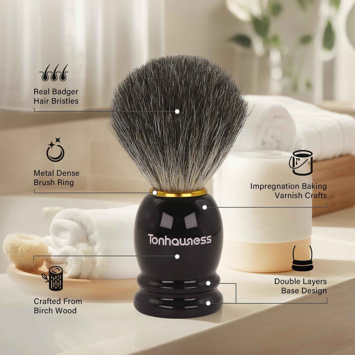 Shaving Brushes Kit For Men, 4 In 1 Shaving Brush Set Includes Badger Hair Shave Brush, Stainless Steel Shaving Bowl, Shaving Stand and Soap