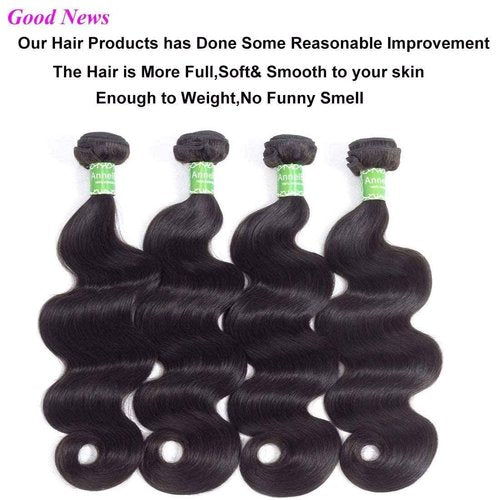 12A Body Wave Bundles Human Hair 10 10 10 10 Inch Human Hair Bundles 100% Virgin Hair 4 Bundles Human Hair Extensions for Women Natural Black