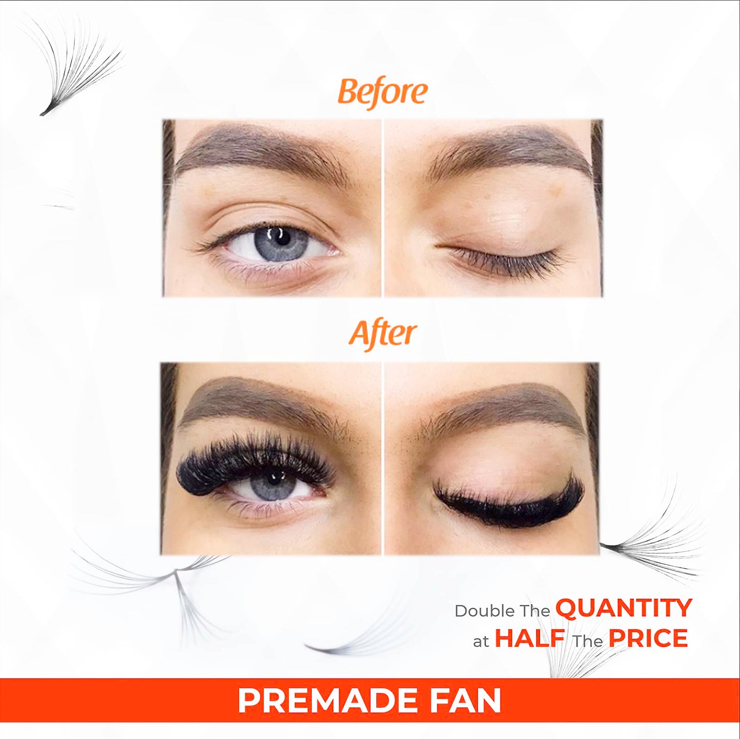 THE LASH SUPPLY 1000fans 3D 4D 5D 6D 7D 8D 10D 12D 14D Wispy Premade Fan Eyelashes, C/CC/D Curl, 8-20mm Length, 0.03/0.05/0.07 Thickness, Promade Loose Eyelash Extension Fans, Mixed Length Pack