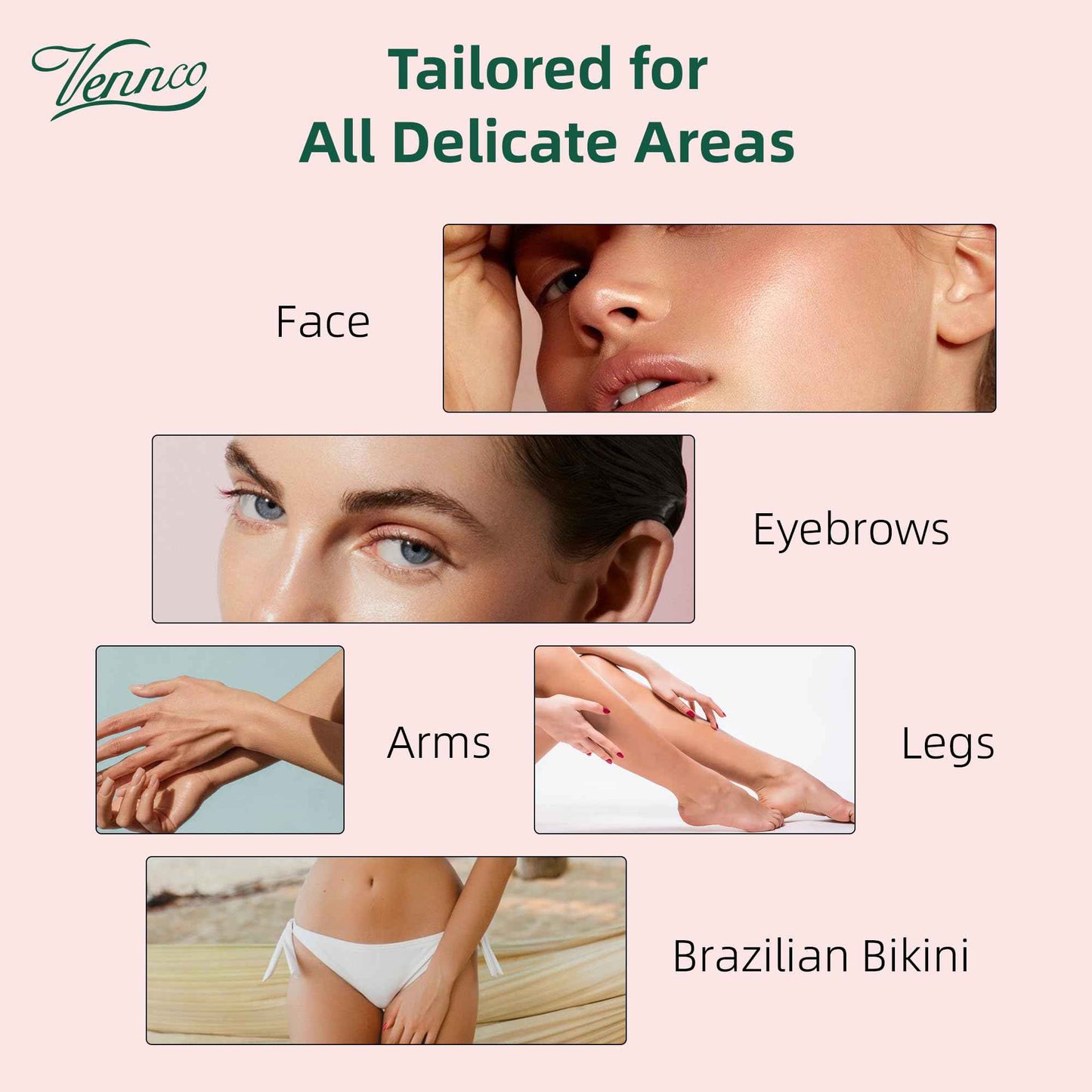 VENNCO Hard Wax Beads 2-Pack, 1lb Aloe Hard Wax Beads for Coarse Hair Full Body + 1lb Cherry Blossom Hard Wax Beads for Sensitive Skin, Perfect for Facial, Eyebrows, Arms, and Brazilian