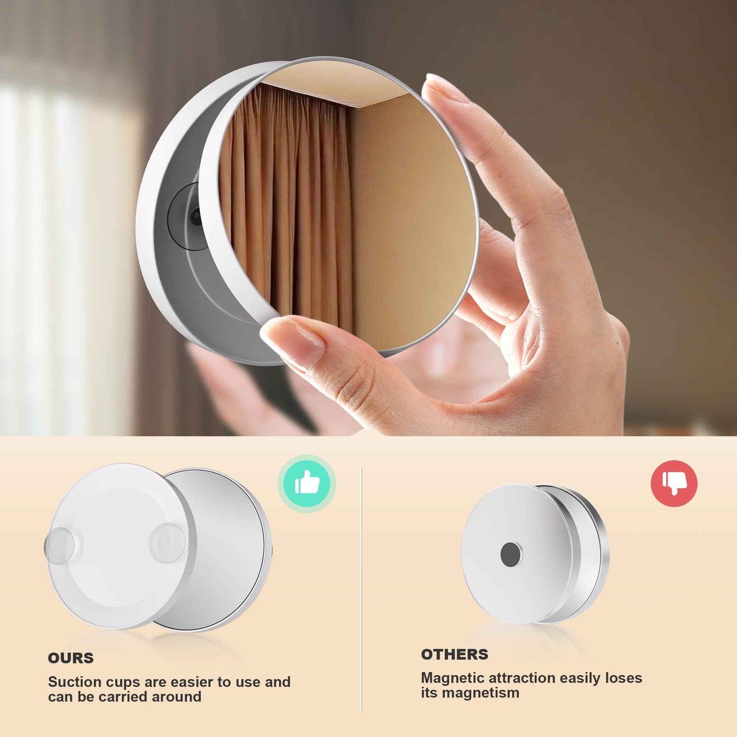 MINISO Vanity Mirror with Lights, 11.4" x 13.8" LED Makeup Mirror, Light & Brightness Adjustment, Smart Sensor, Aluminum Alloy Metal White Frame, with 5X Magnifying Glass