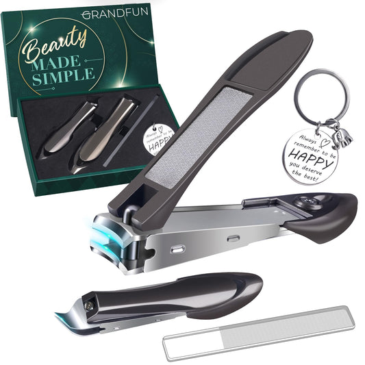 Nail Clippers Men Women Gifts, Graduation Gifts for Him Cool Dad Gifts from Daughter Wife Son Father Birthday Ideas Ultra Sharp Sturdy Heavy Duty Self-Collecting No Splash Fingernail Toenail Cutter