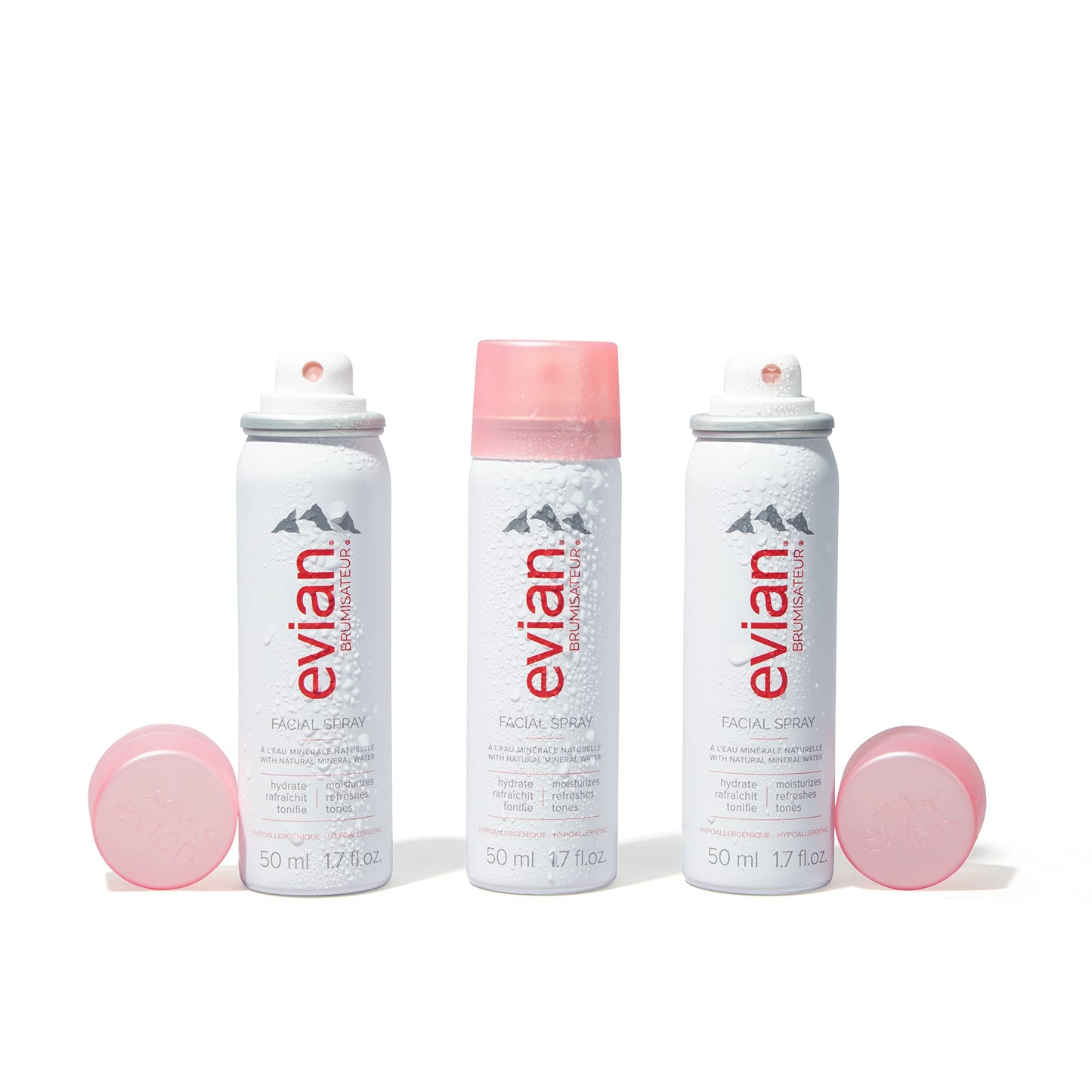 Evian Facial Spray, Travel Trio, 1.7 Fl Oz (Pack of 3) (Packaging may vary)