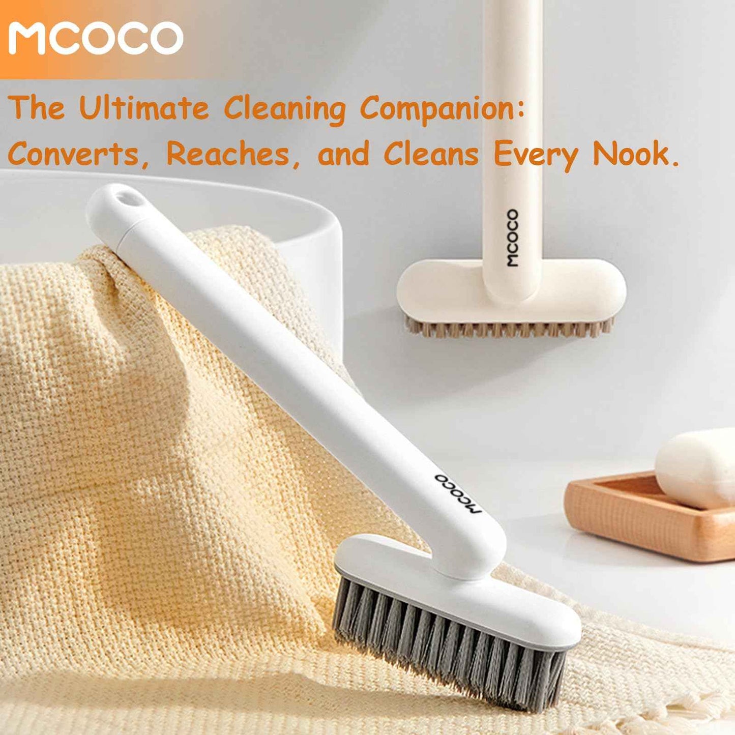 MCOCO Crevice Cleaning Brush Cleaning Brushes for Household use Multi-Purpose Hard Bristle Brushes Bathroom Brush for Kitchen Window Toilet Grout Bottle Sink Corners Blender Small Spaces 2 Pack White