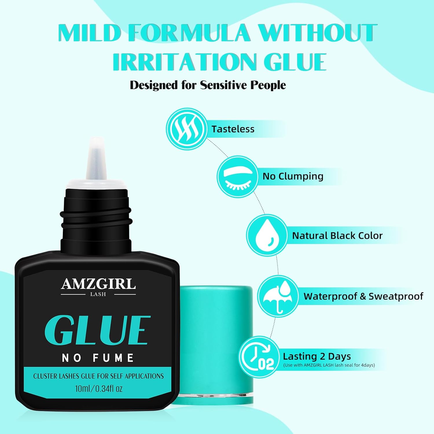 Lash Bond and Seal Eyelash Cluster Glue House of Lash Clusters Mascara Wand Glue 10ml Long Lasting 72 Hours Black Cluster Lash Glue + Lash Seal 2 in 1 Lash Clusters at Home By AMZGlRL(Black)