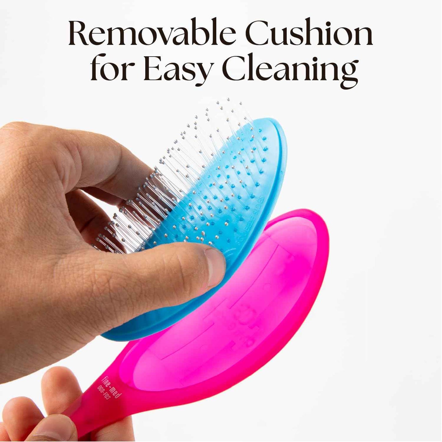 Olivia Garden Brush Collection, removable cushion, scalp hugging massages the scalp, 1 fine to medium, 1 medium to thick detangler, 1 smooth and shine styler, for wet or dry hair, 3-Piece Kit - Black