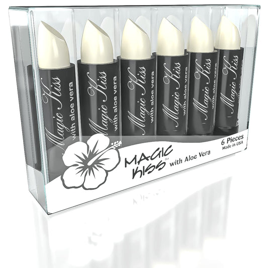 Magic Kiss Lipstick Set Aloe Vera Color Changing 6 Pack MADE IN USA (White)