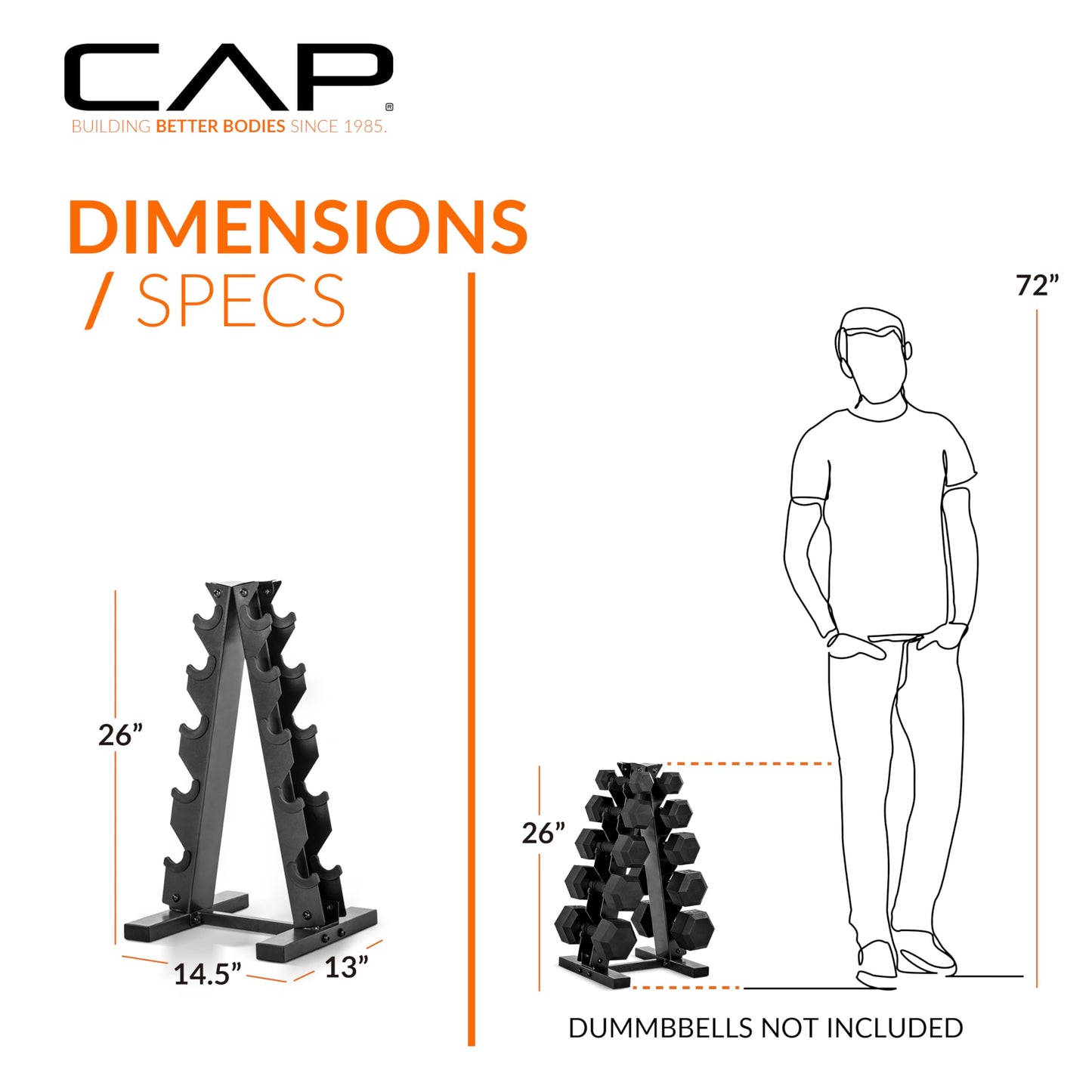 CAP Barbell A-Frame Dumbbell Weight Rack, Yellow