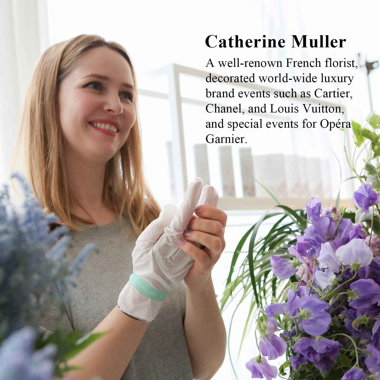Catherine Muller Floral Hand Mask 8 Pairs, Moisturizing Gloves for Dry Hands with Elder Flower & CICA, Repairing and Nourishing Hand Care Treatment for Cracked, Rough, and Dry Skin, Stocking Stuffers