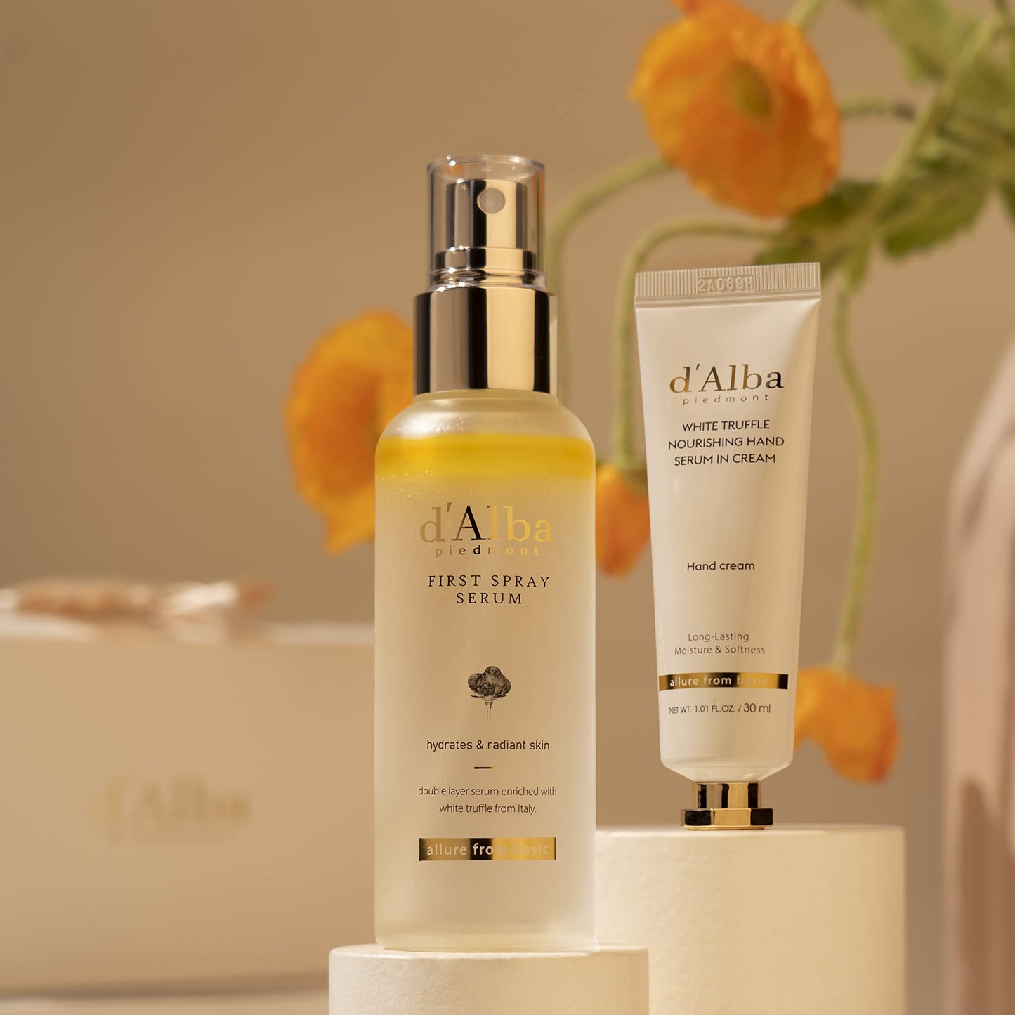 d'alba Piedmont All About Korean Skin Care, Gift Set for White Truffle First Spray Serum & Nourishing Hand Cream, Gift Sets for women