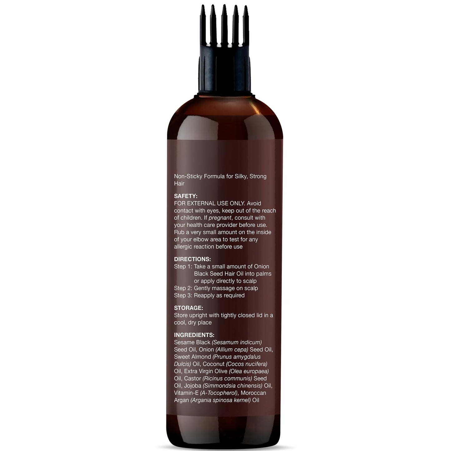 Botanic Hearth Onion Black Seed Hair Oil | Soothes Itchy Scalp, Strenghthens Hair | With Castor, Jojoba & Coconut Oils | Hair Fall & Hair Loss Control | With Comb Applicator | 6.7 fl oz