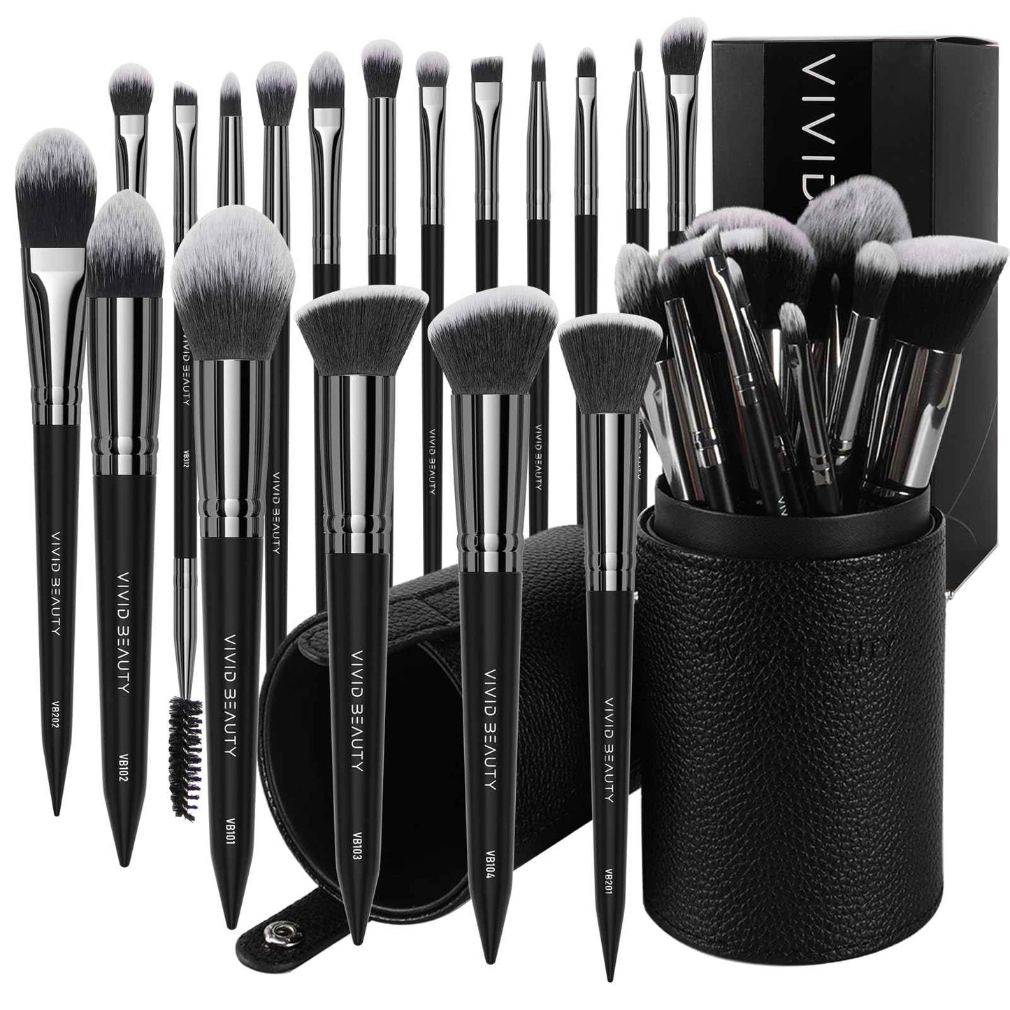 Makeup Brushes, 18 pcs Pro Deluxe Make up Brush Set with Travel Case, Premium Powder Foundation Blending Concealer Blush Eyeshadow Face and Eye Make up Brushes kit with labels for Beginner(Black)