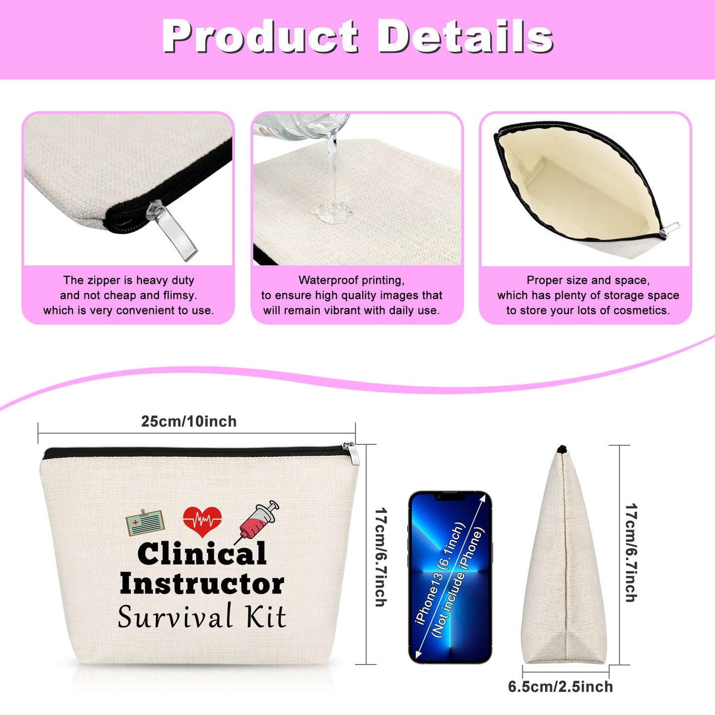 Clinical Instructor Gift Clinical Instructor Appreciation Gift from Student Instructor Makeup Bag Thank You Gifts for Clinical Instructor Preceptor Retirement Graduation Christmas Gift Travel Pouch