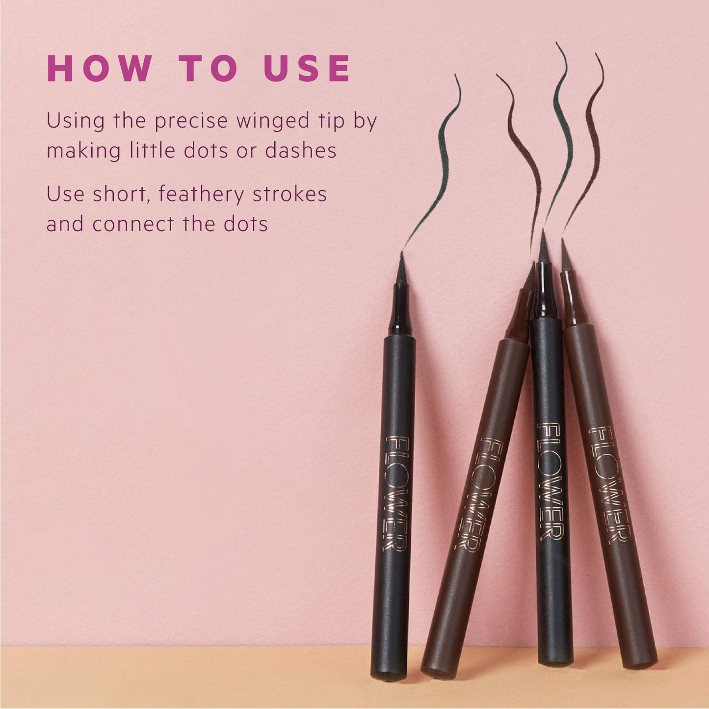 FLOWER BEAUTY By Drew Barrymore Forever Wear Winged Eyeliner - Long-Lasting + Smudge-Proof - Liquid Eyeliner + Winged Applicator (Dark + Stormy)