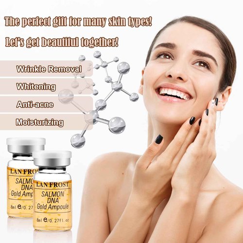 BB Facial Glow Starter Kit Serum Hyaluronic Acid Essence Skin Care Set, Salmon DNA Glod Ampoule 0.27oz 12 Vials, Glow Repair Kit with 7 Different Peptides