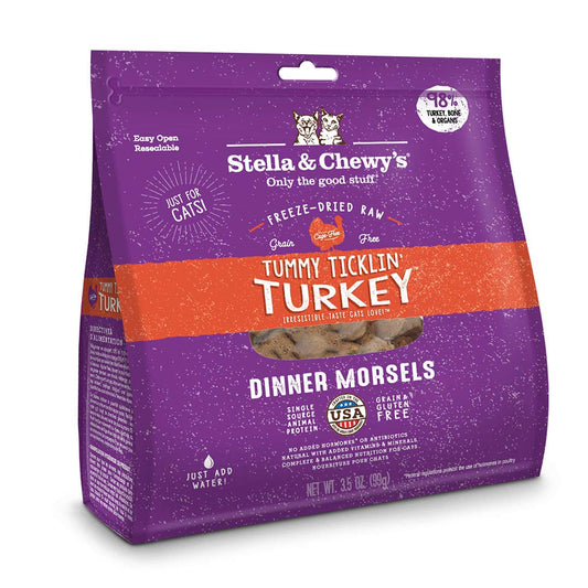 Stella & Chewy's Freeze-Dried Raw Tummy Ticklin' Turkey Dinner Morsels Cat Food, 3.5 oz. Bag, Model:CAT-FDT-3.5