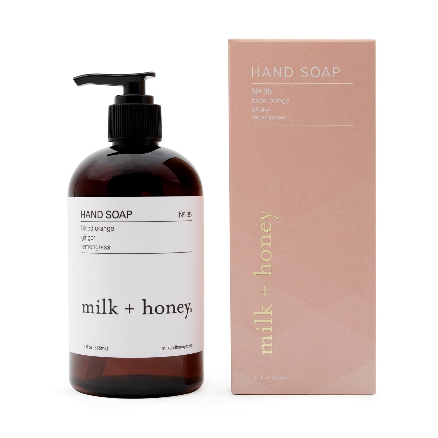 milk + honey Liquid Hand Soap No. 35, Moisturizing Hand Soap with Blood Orange, Lemongrass, and Ginger, Bright and Citrus Natural Hand Soap, 12 Fl Oz