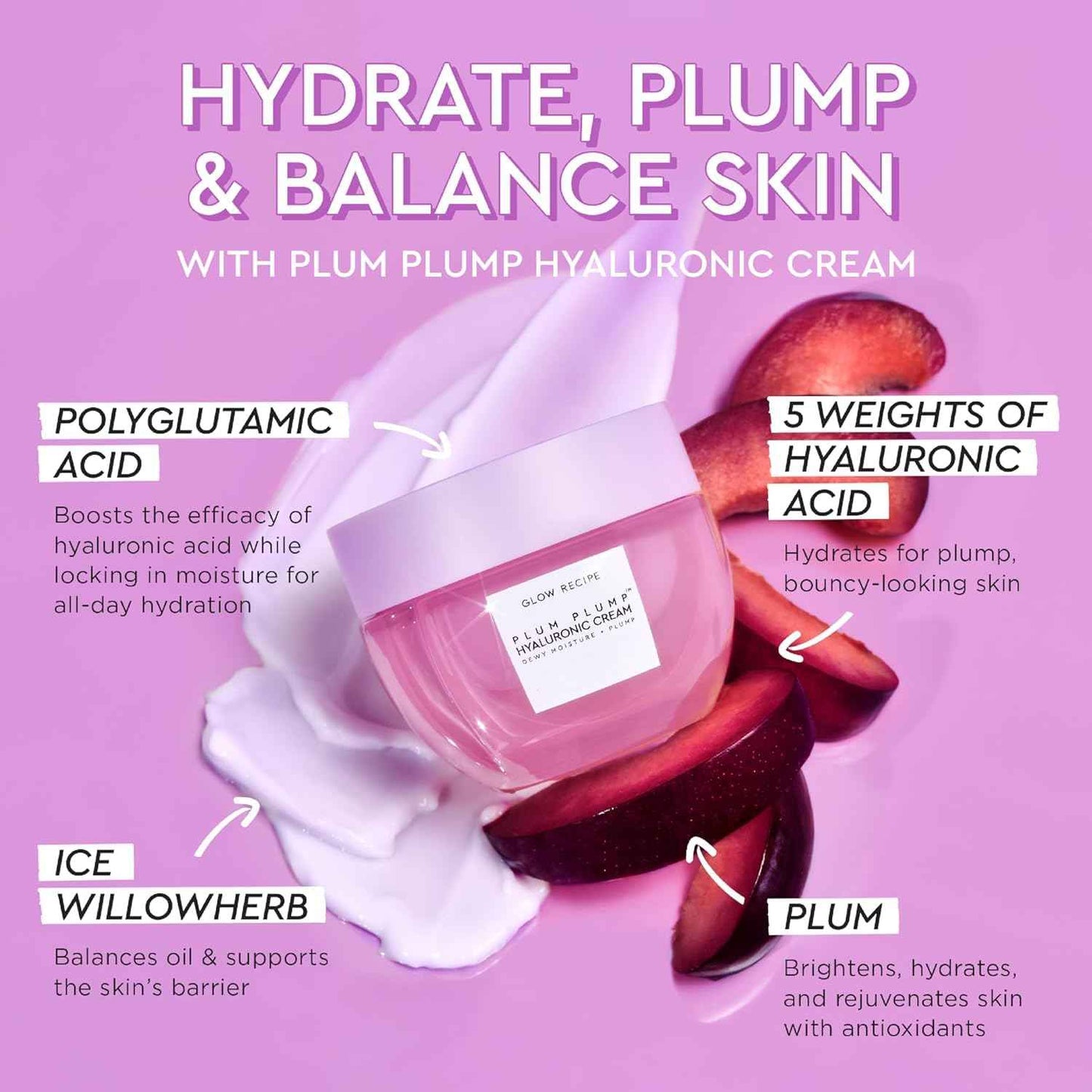 Glow Recipe Hydration Vacation Skincare Set - Plum Plump Hyaluronic Acid Moisturizer + Face Serum - Made with Antioxidant Plum & Vitamin B5 to Repair Skin Barrier and Improve Hydration (2 Count)