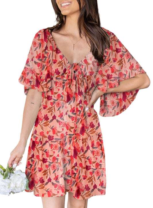 Dokotoo Boho Dresses for Women 2024 Boho Dress Floral Dress for Women Spring Sundresses Vacation Beach Outfits for Women Resort Wear Womens Clothes Clothing Sun Fashion