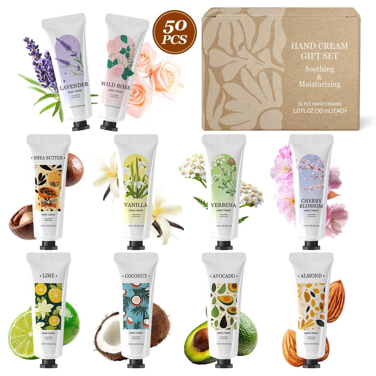 BODY & EARTH 50 Pack Hand Cream, Mini Lotion Bulk, Travel Size Lotion Bulk, Teacher Gifts, Bridesmaid Gifts and Bachelorette Party Favors.