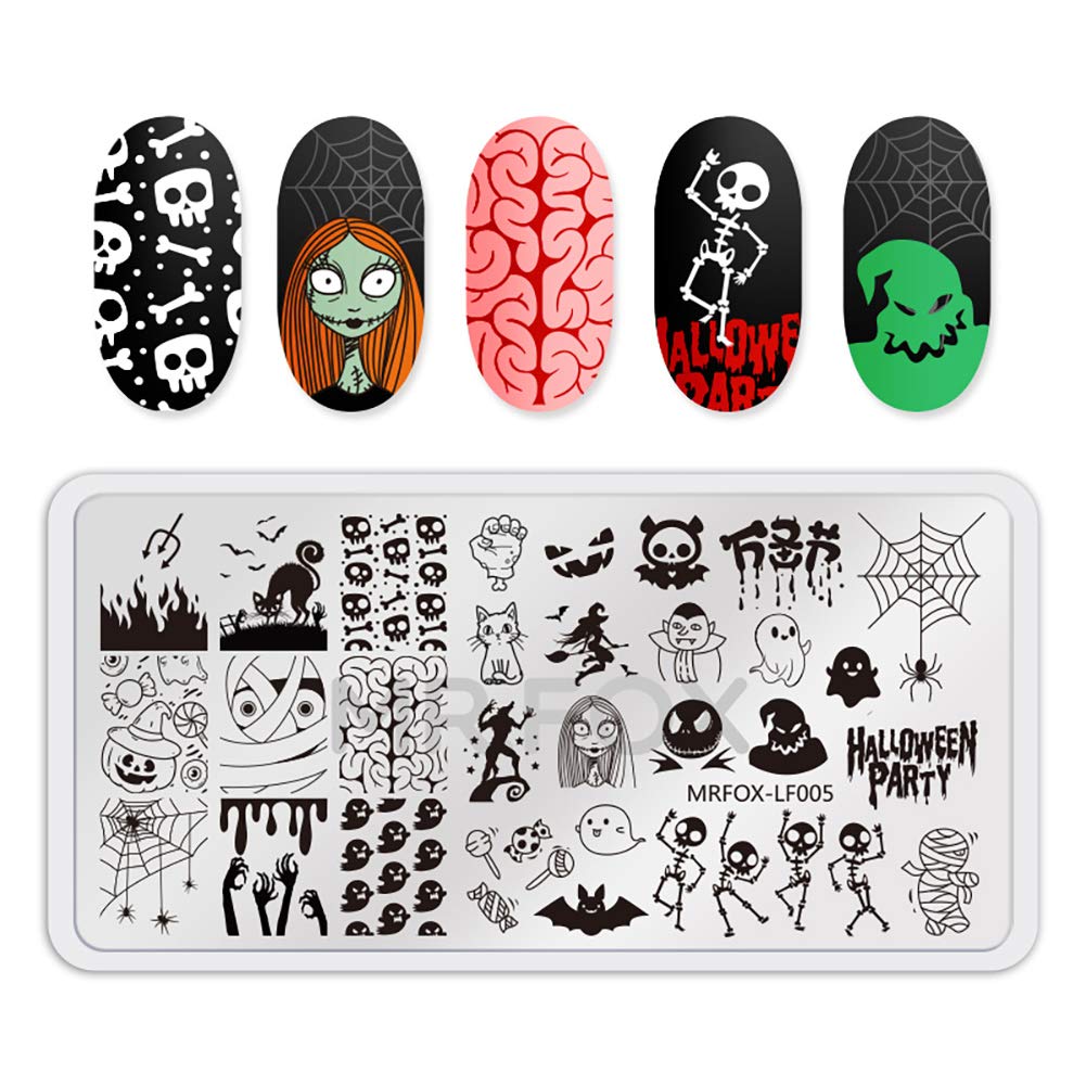 Mr. Fox Nail Printing Board Set Halloween Flame Leopard, Zebra and Snake Motifs Nail Art DIY Stamping Template