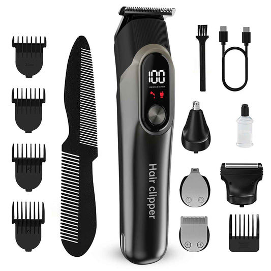 RUIBO Hair Clippers for Men Professional 5 in 1 Cord/Cordless Beard Nose Ear Body Grooming Hair Clipper Trimmer with Smart Charge Technology (Gray)