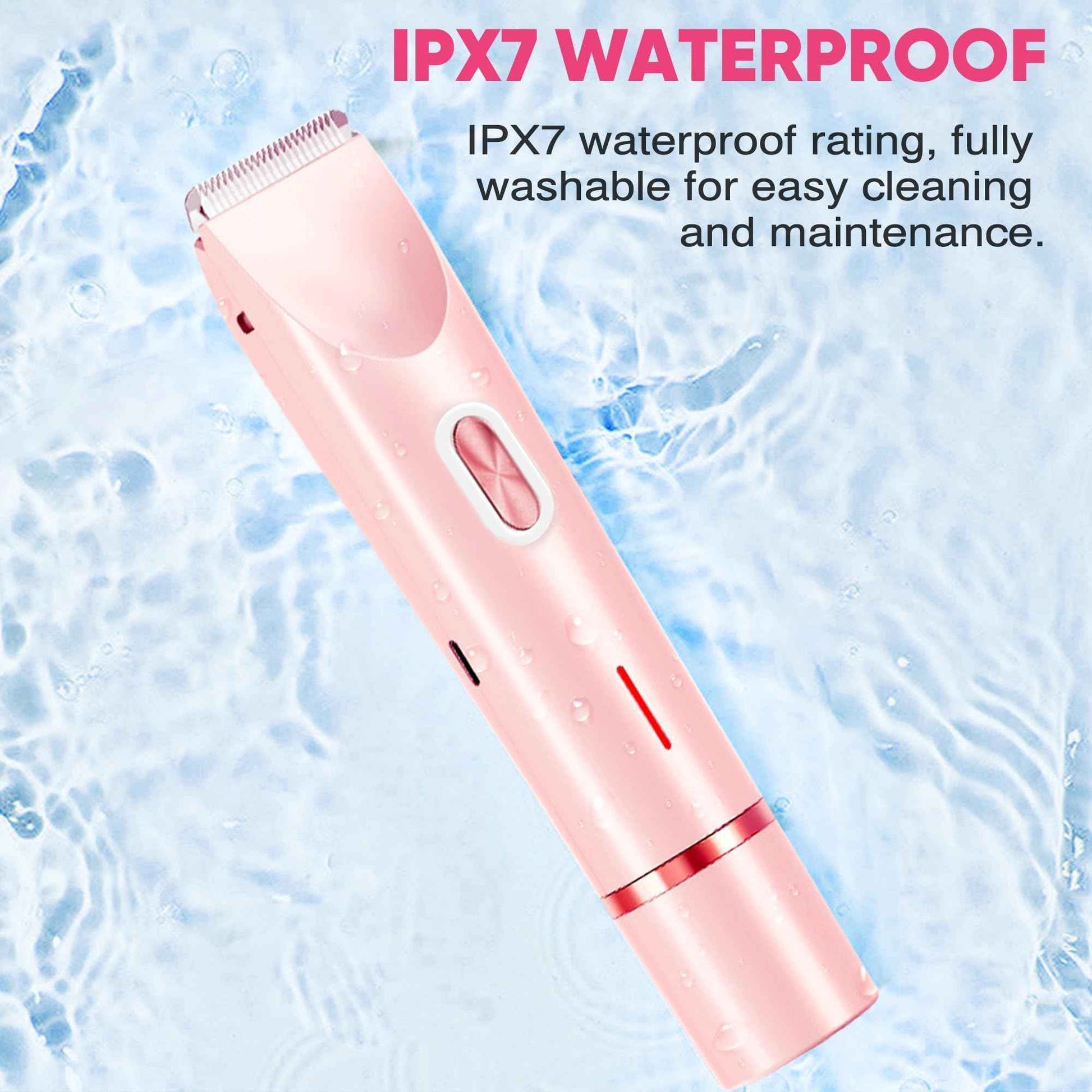 Bikini Trimmer for Women, Electric Razor & Shaver with Dual Ceramic Blades, Painless Hair Removal for Face, Body & Intimate Areas, 90min Cordless Runtime, Waterproof Travel Grooming Kit