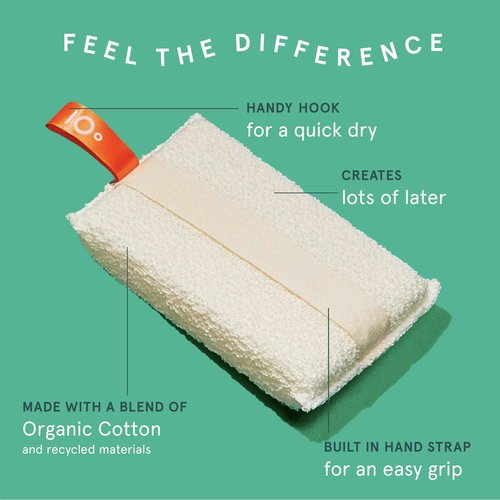 Cleanlogic Organic Cotton Exfoliating Body Scrubber, Reusable Exfoliator Tool for Smooth Skin, Daily Skincare Routine, Natural, 3 Ct Value Pack